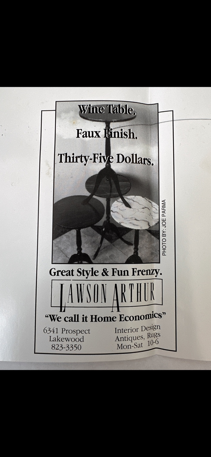 Lawson Arthur advertisement featuring a 1950s red sectional